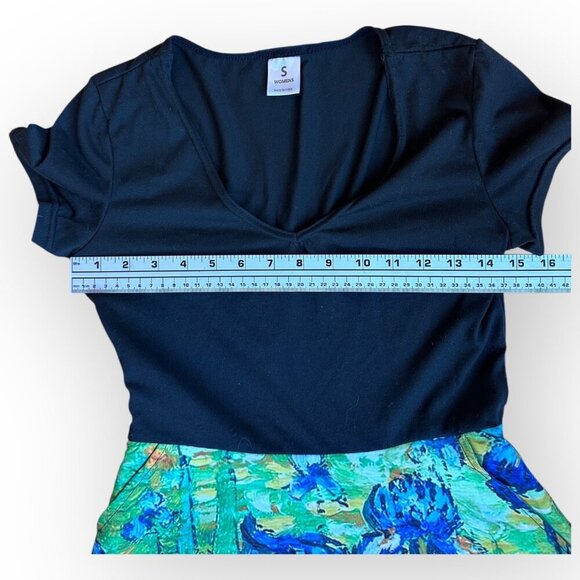 Van Gogh Irises Picture Print Dress Short Sleeve A Line Twirl Size Womens Small - Picture 6 of 13